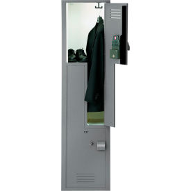 2-Tier 2 Door Wardrobe Z-Locker w/ Padlock Hasp, 15"W x 15"D x 60"H, Gray, Assembled