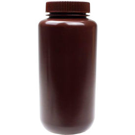 Reagent Bottle, Wide Mouth, HDPE, 1000ml Capacity, Amber, Pack of 6
