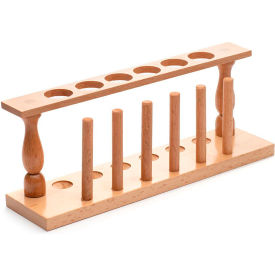 Wooden Test Tube Rack, 6 Places, Brown