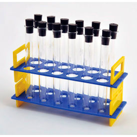 Test Tube Rack w/ 24ml Capacity 12 Glass Tubes & Rubber Stoppers