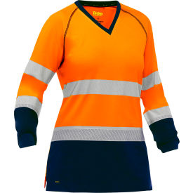 Women's Long Sleeve Shirt, Class 3, Size S, Hi-Vis Orange