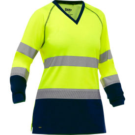 Women's Long Sleeve Shirt, Class 3, L, Hi-Vis Yellow