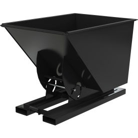 Medium Duty No Bump & Dump Hopper, Steel, 1 Cu. Yd., 4000 lb. Cap., Semi Gloss Black