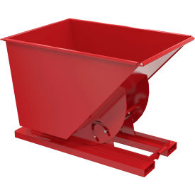 Medium Duty No Bump & Dump Hopper, Steel, 1 Cu. Yd., 4000 lb. Capacity, Soda Red