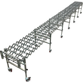 34"W Steel Skate Wheel Conveyor, Portable & Expandable, 4'2" to 16'8"L