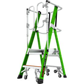Safety Cage Platform Ladder w/ Wheels, 2' Type IAA, 2 Step, 375 lb. Capacity