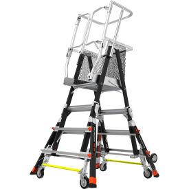 Safety Cage Enclosed Elevated Platform with Wheels, 3-5' Type IAA, 3 Step, 375 lb. Capacity