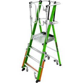 Little Giant Safety Cage Platform Ladder w/ Wheels, 4' Type IAA, 4 Step, 375 lb. Capacity