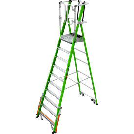 Safety Cage Platform Ladder with Wheels, 10' Type IA, 10 Step, 300 lb. Capacity