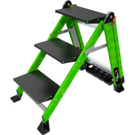 Jumbo Step 3 Step Stool with Handrail, 4"L x 21"W x 26"H, Green