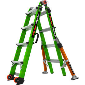 Little Giant Conquest All Terrain Articulated Extendable Ladder, Fiberglass, 4' Type IA, 300 lb Cap