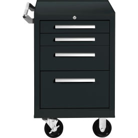 4 Drawer Roller Cabinet, 21"W x 20"D x 35"H, Black