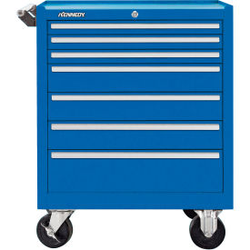 7 Drawer Roller Cabinet, 27"W x 18"D x 34-15/16"H, Blue