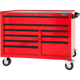 Maintenance Pro 9 Drawer Roller Cabinet, 53-1/2"W x 25"D x 41"H, Red