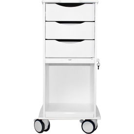 Core SP Cart w/ Gray Drawers, 15"L x 19-1/4"W x 35-5/8"H, White