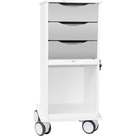 Core SP Cart w/ Silver Drawers, 15"L x 19-1/4"W x 35-5/8"H, White