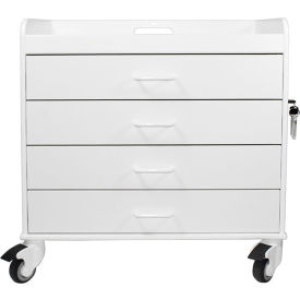 X-Wide Compact Cart with Gray Drawers, 27-5/8"L x 18-1/8"W x 27-5/8"H, White