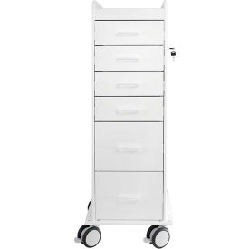TL 6D Cart w/ Gray Drawers, 35-7/8"L x 40-7/8"W x 46-3/4"H, White