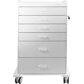 Procedure Cart w/ Gray Drawers, 32-3/8"L x 18"W x 58-3/4"H, White