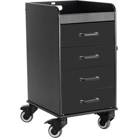 Compact Cart with Black Drawers, 14-3/8"L x 18-1/8"W x 27-3/4"H, Black