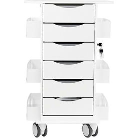 Core 6D Cart w/ Gray Drawers, 22-7/8"L x 19-1/2"W x 35-5/8"H, White