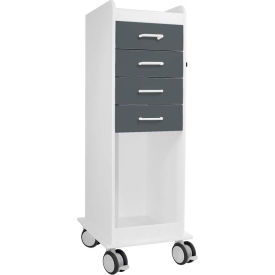 TL 4D Cart w/ Dolphin Gray Drawsers, 35-7/8"L x 19-3/4"W x 46-3/4"H, White