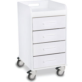 Compact Cart with Gray Drawers, 14-3/8"L x 18-1/8"W x 27-3/4"H, White