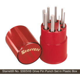 Drive Pin Punch Set, Steel , 4"L, 1/16"-5/16" Punch Dia., Red/Silver