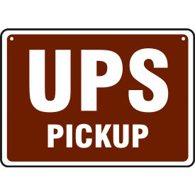 UPS Pickup/UPS No Pickup Sign, Double-Sided, Plastic, 10" x 14", Brown/Red