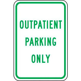 Out Patient Parking Only Safety Sign, EGP Aluminum, 18" x 12", Green/White