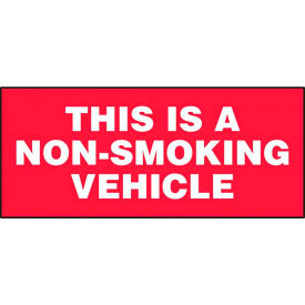 This Is A Non-Smoking Vehicle Safety Sign, Adhesive Vinyl, 3" x 7", White/Red, Pack of 5
