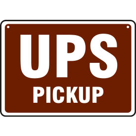 UPS Pickup/UPS No Pickup Sign, Double-Sided, Aluminum, 10" x 14", Brown/Red