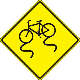 Bicycle Surface Condition Warning Sign, HIP Aluminum, 24" x 24", Black/Yellow