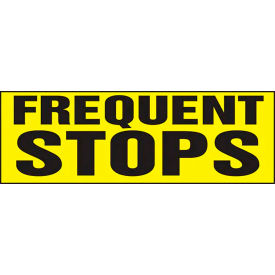 Frequent Stops Truck Safety Sign, Adh. Reflective Sheet, 8" x 24", Black/Yellow