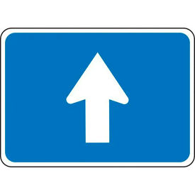 Straight Ahead Or Down Arrow Safety Sign, EGP Aluminum, 15" x 21", White/Blue