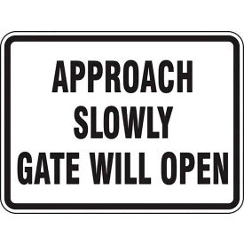 Approach Slowly Gate Will Open Traffic Sign, Reflective Aluminum, 18" x 24", Black/White