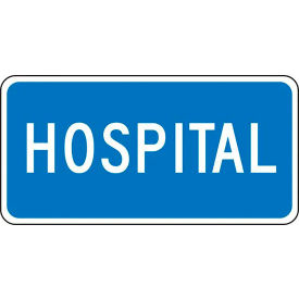 Hospital Traffic Safety Sign, HIP Aluminum, 12" x 24", White/Blue