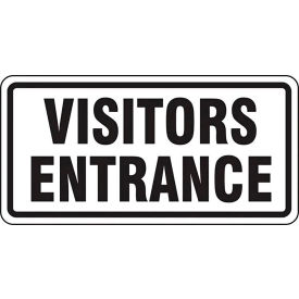 Visitors Entrance Traffic Sign, EGP Reflective Aluminum, 12" x 24", Black/White