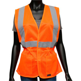 Contoured Mesh Vest w/ Adjustable Waist, L/XL, Hi-Vis Orange
