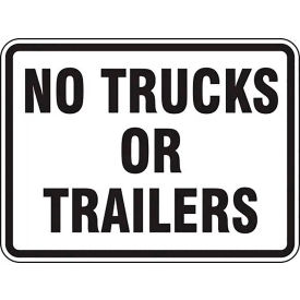 No Trucks Or Trailers Traffic Sign, EGP Refl. Aluminum, 18" x 24", Black/White
