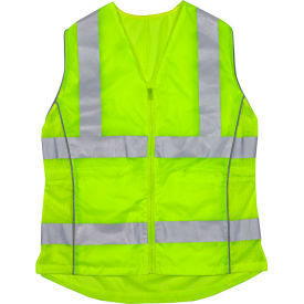 Contoured Vest w/ Adjustable Waist, Mesh Back & Solid Front, M, Hi-Vis Yellow