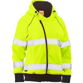 Women's Contoured Full Zip Hooded Sweatshirt, Class 3, 3XL, Hi-Vis Yellow
