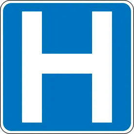 Traffic Safety Sign, HIP Aluminum, 24" x 24", White/Blue