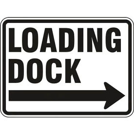 Loading Dock w/ Right Arrow Traffic Sign, Refl. Aluminum, 18" x 24", Black/White
