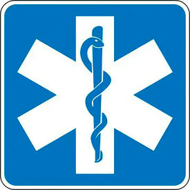 Star Of Life Traffic Safety Sign, HIP Aluminum, 24" x 24", White/Blue