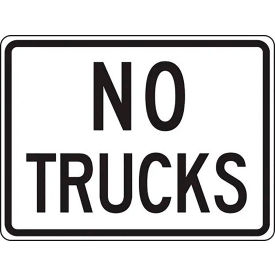 No Trucks Traffic Sign, EGP Reflective Aluminum, 18" x 24", Black/White