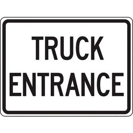 Truck Entrance Traffic Sign, EGP Reflective Aluminum, 18" x 24", Black/White