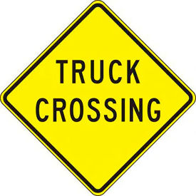 Truck Crossing Traffic Sign, EGP Reflective Aluminum, 24" x 24", Black/Yellow