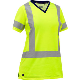 Women's X-Back Short Sleeve Shirt, Class 2, Size M, Hi-Vis Yellow