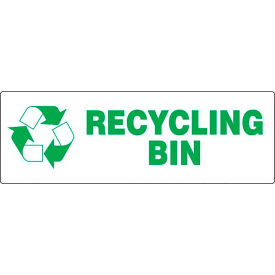 Recycling Bin Label w/ Sign, Adhesive Dura-Vinyl, 4" x 12"